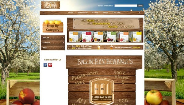 Space saver beverages website screenshot