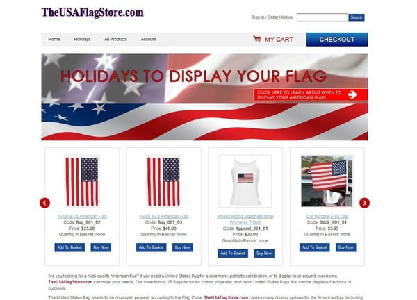 The USA Flag Store website screenshot