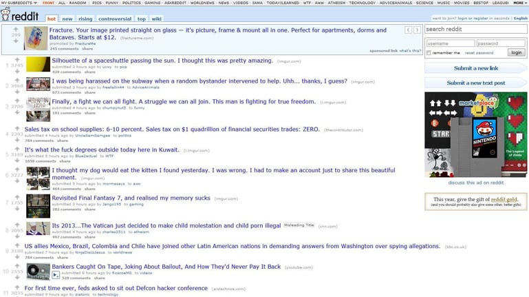 Reddit homepage