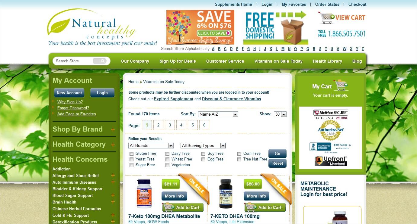 homepage for Natural Healthy Concepts