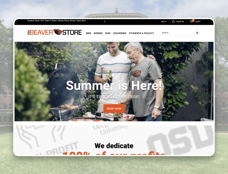 OSU Beaver Store Home Page Landscape