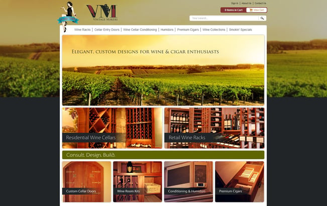 Wine and cigar ecommerce store screenshot