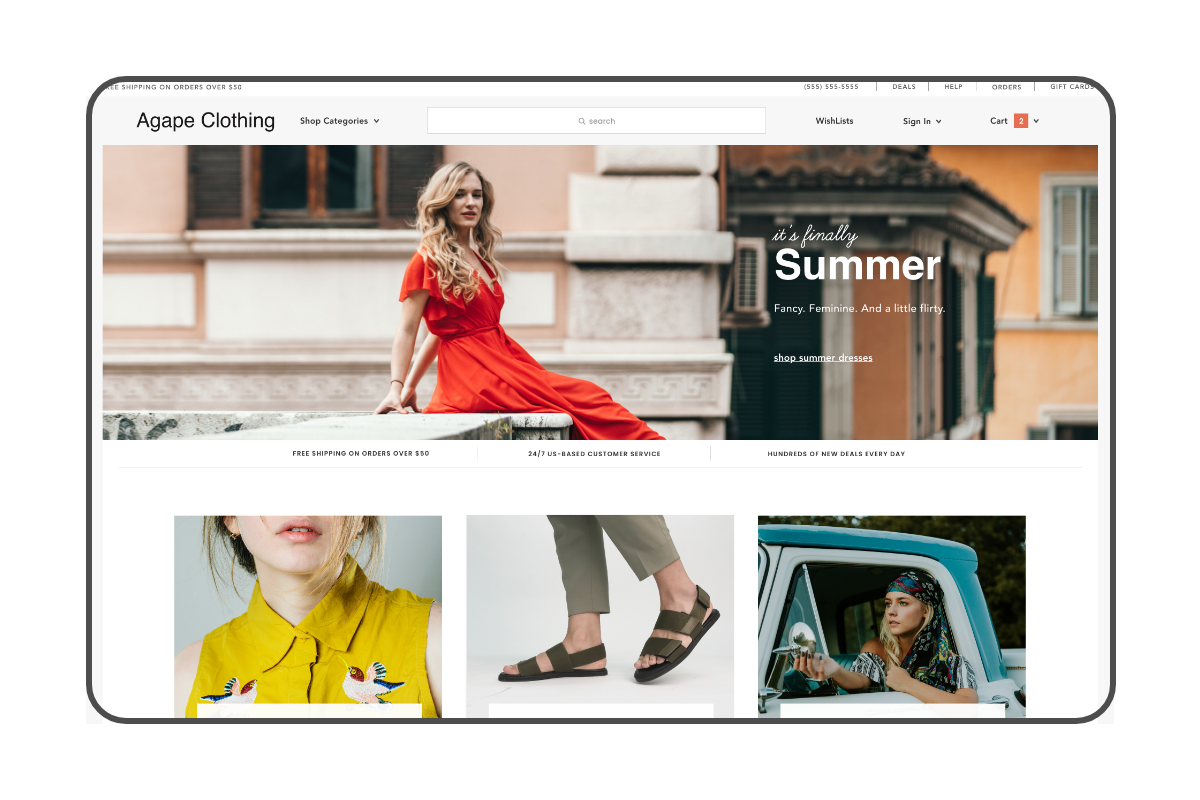 Fashion website homepage