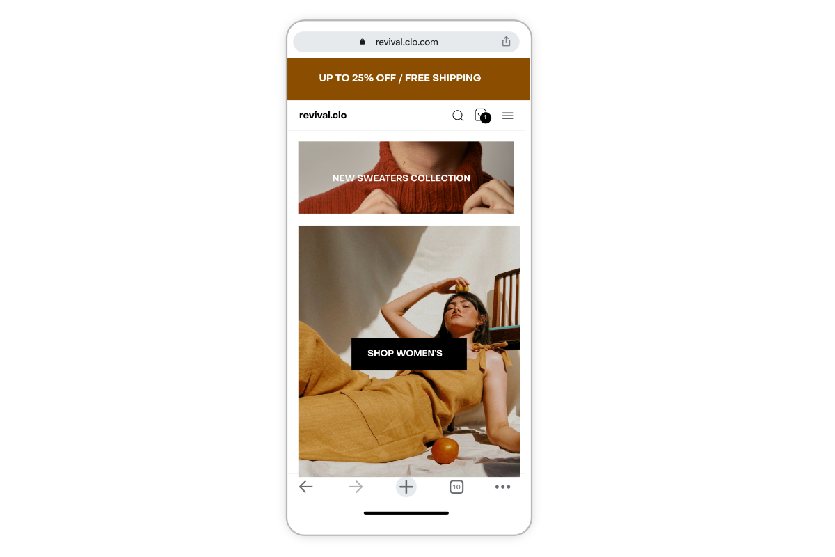 photo of an apparel brand's mobile-optimized website