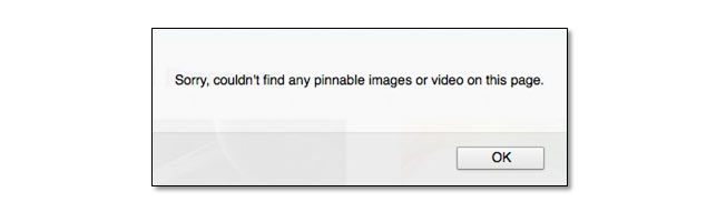 screenshot of an error message on Pinterest