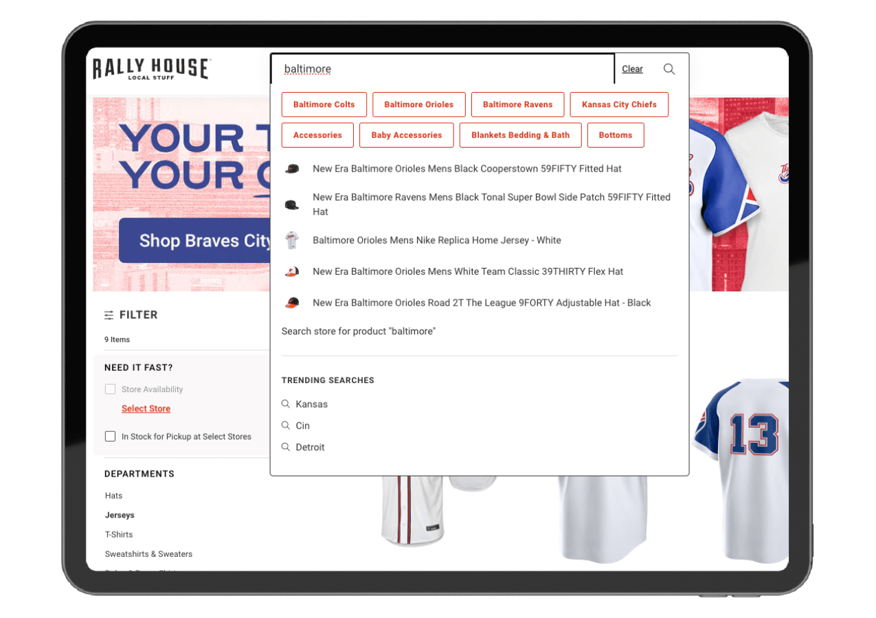 A screenshot of a beloved sports gear ecommerce site powered by the best enterprise ecommerce platform, Miva