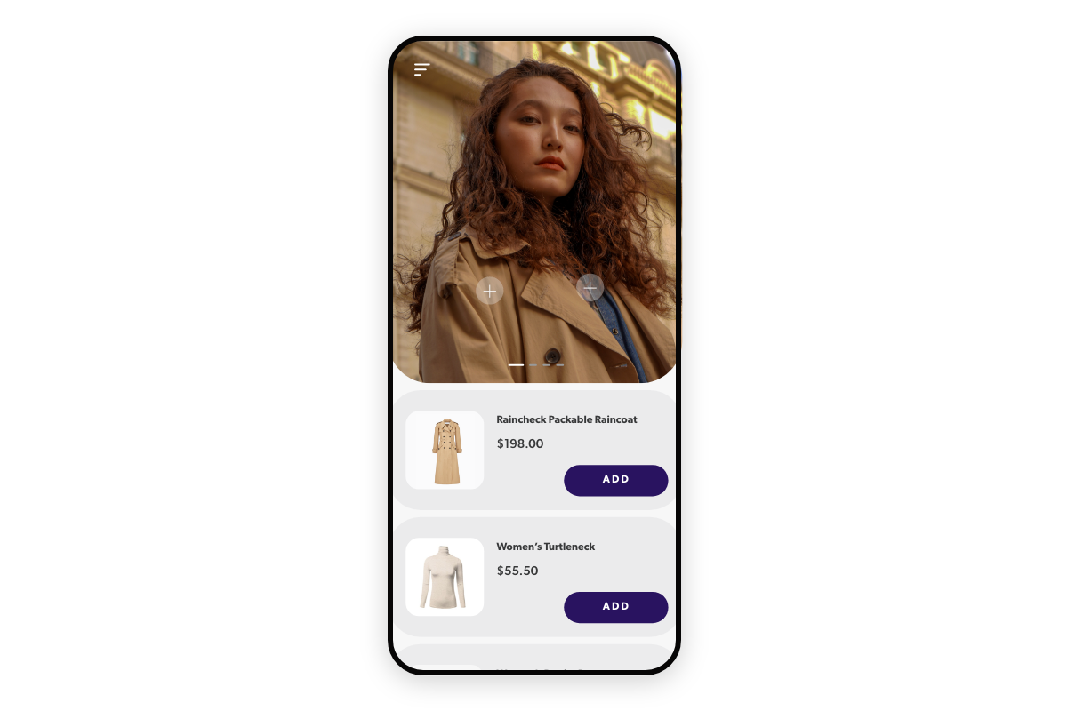 mobile product page from a fashion website