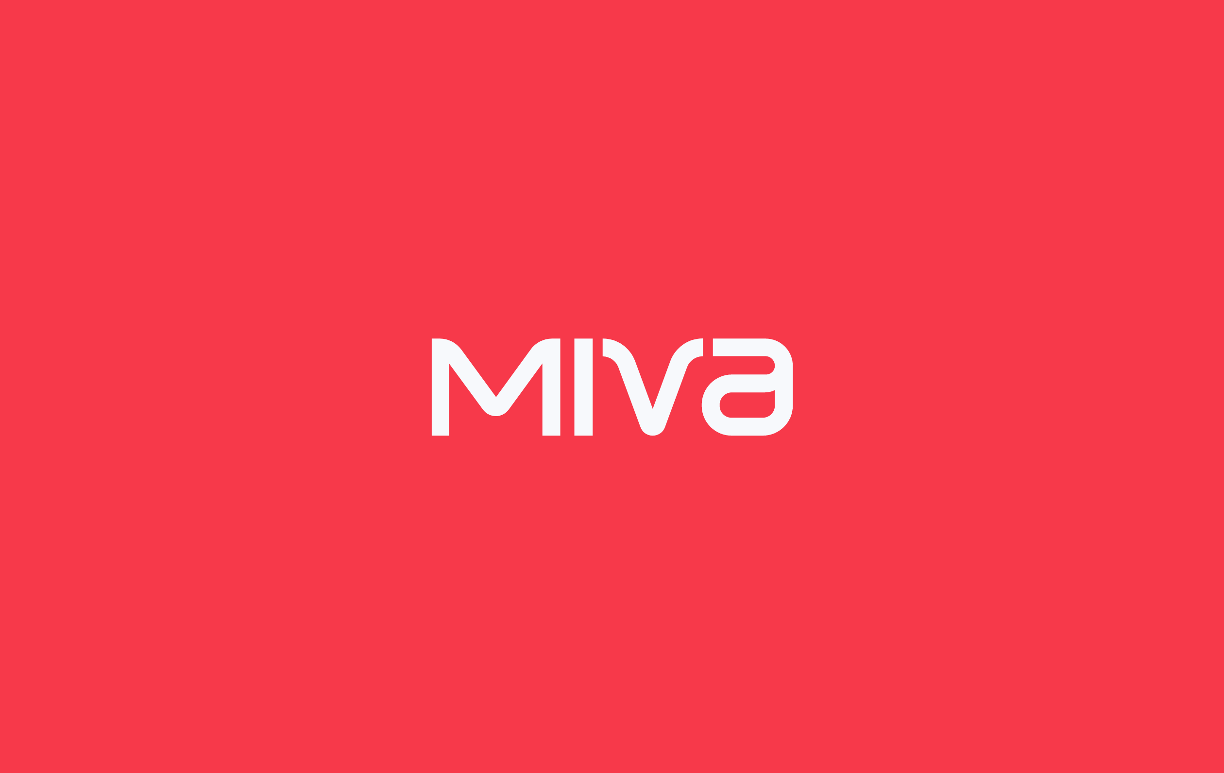 Miva logo on red background