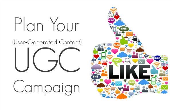Text: Plan Your User Generated Content Campaign. Like symbol made out of emojis