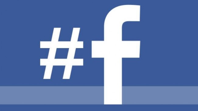 Facebook logo and a hashtag