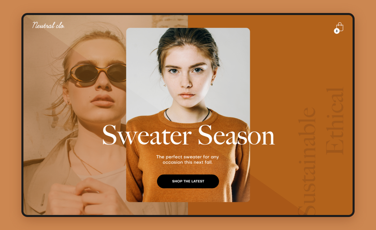 Screenshot of a promotion on a fashion website