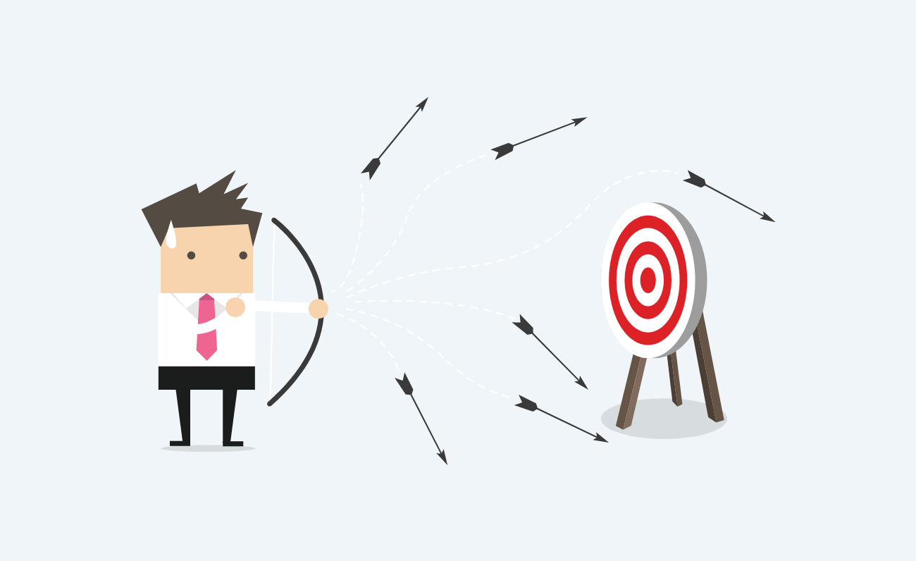 Illustration of man with bow and arrow missing the email marketing target