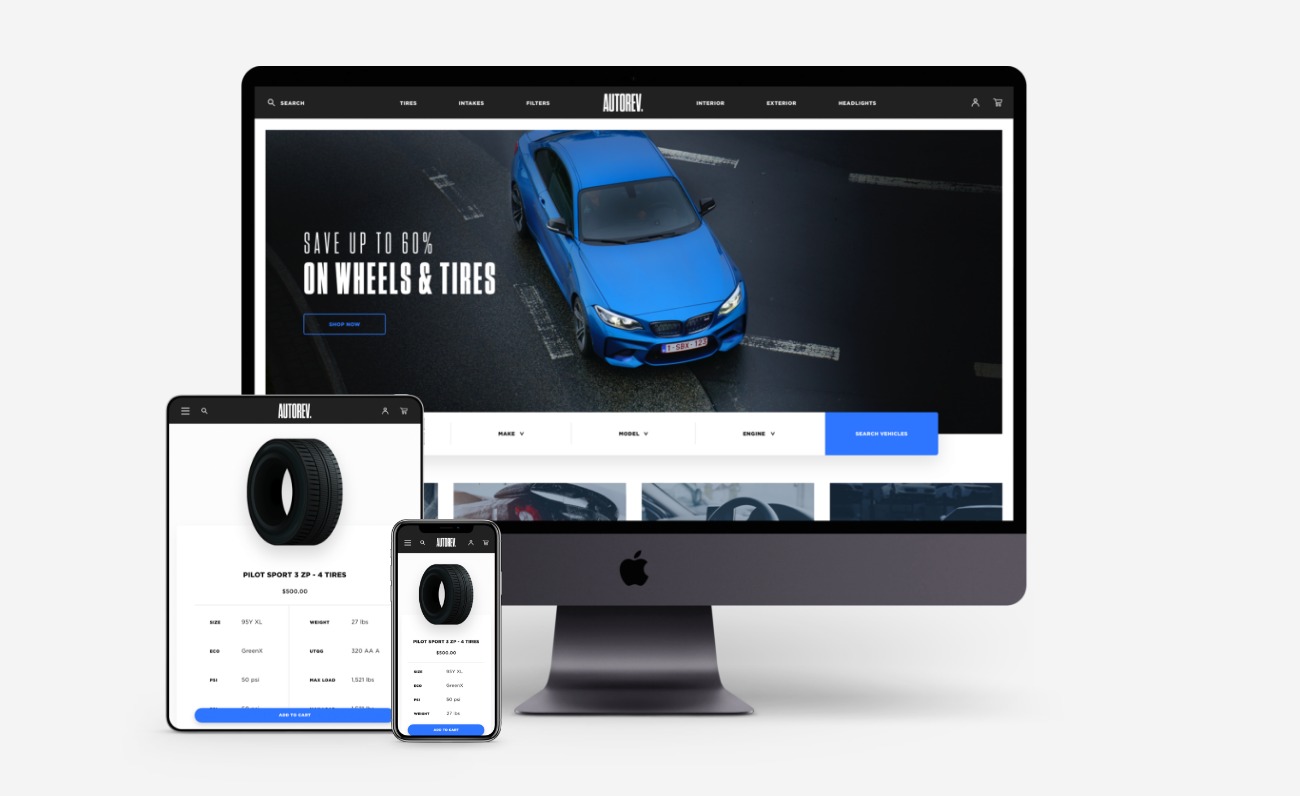 ecommerce website featuring automotive parts