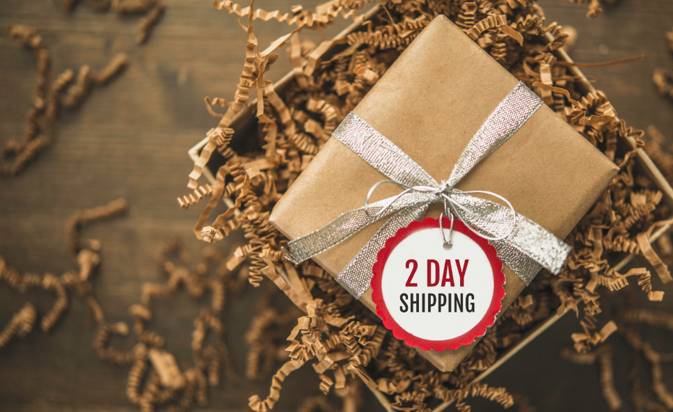 Holiday gift shipping box with 2 day shipping
