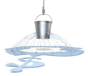 Illustration of a bucket leaking