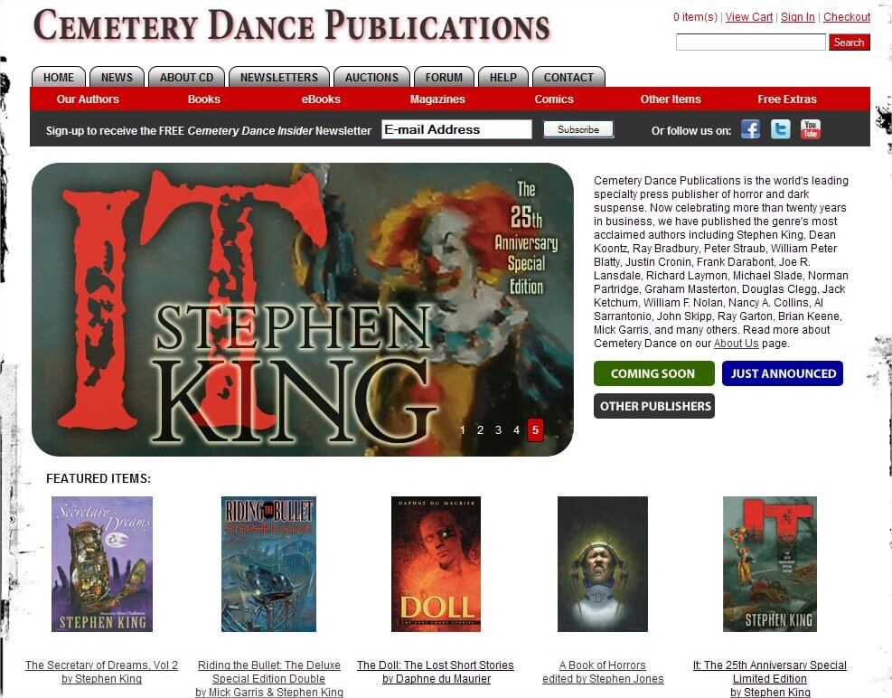 Cemetery Dance Publications ecommerce store