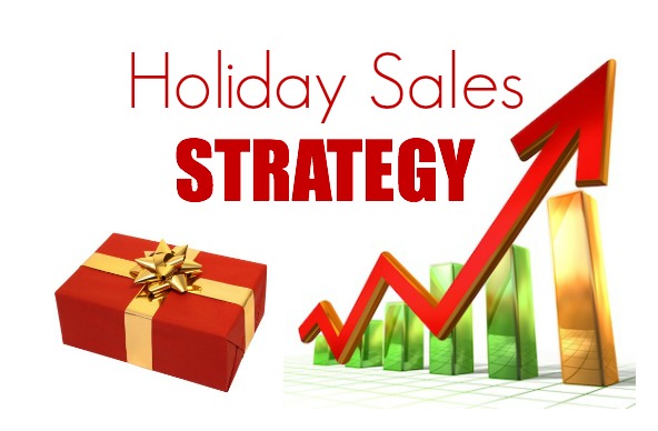 Holiday Sales Strategy text and upward graph.