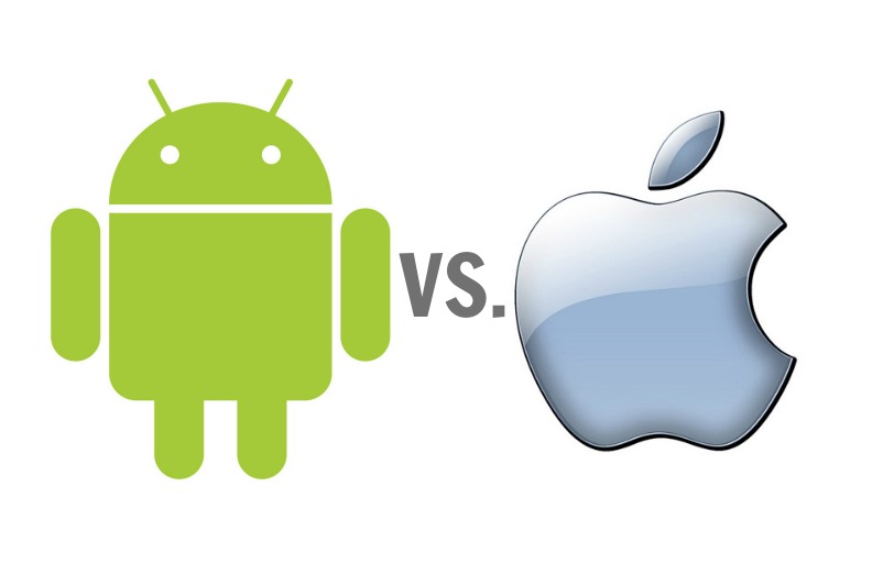 Android logo vs. Apple logo.