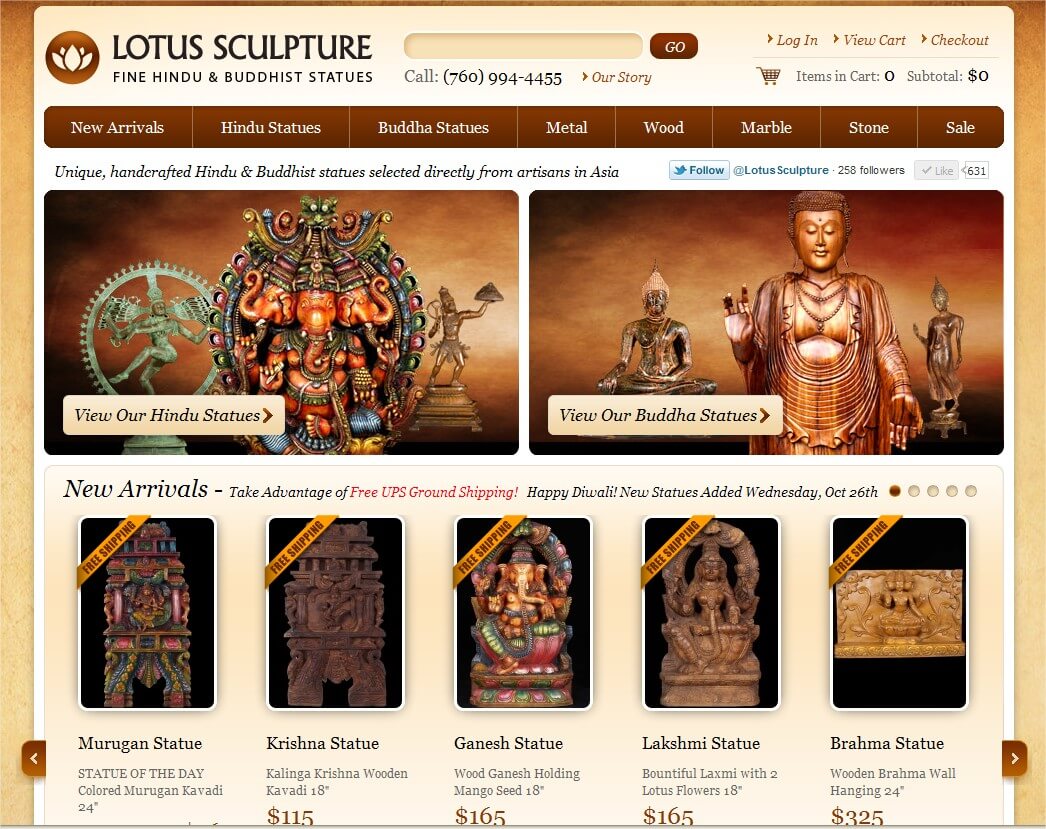 Lotus Sculptures ecommerce website